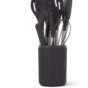 Essential Black Kitchen Utensil Set with Holder